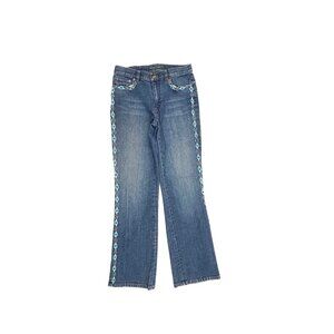 Lauren Jeans Co. Bootcut Side Bead Stripe Women's size 4 Dark Blue Denim jeans